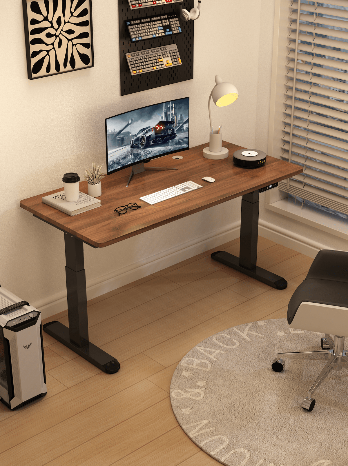 ERGOWAVE Dual Motor Smart Standing Desk – Walnut Edition