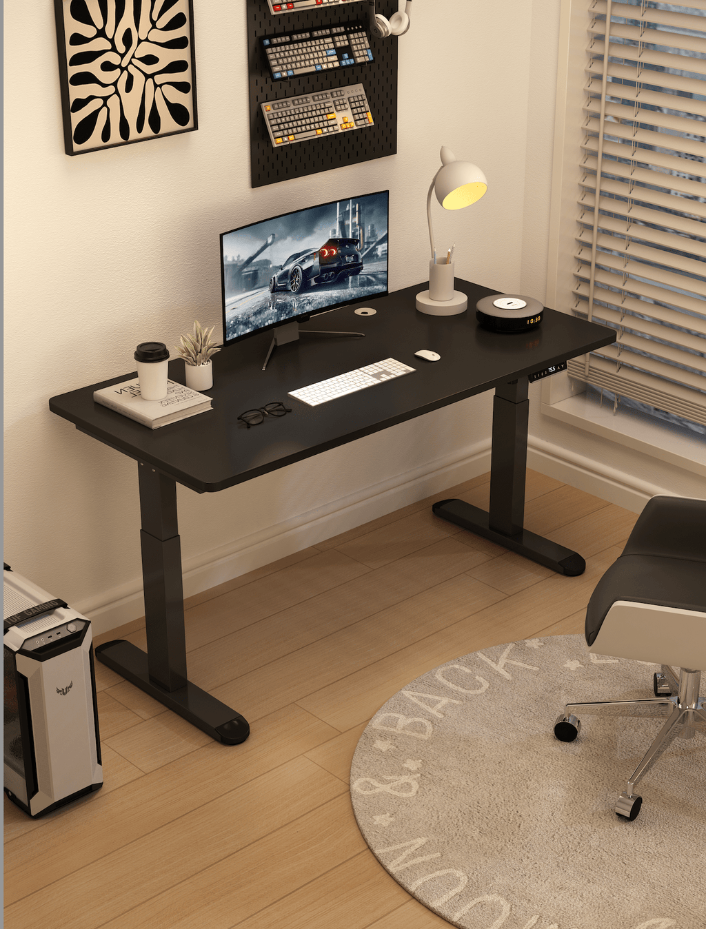 ERGOWAVE Dual Motor Smart Standing Desk – Matte Black Edition
