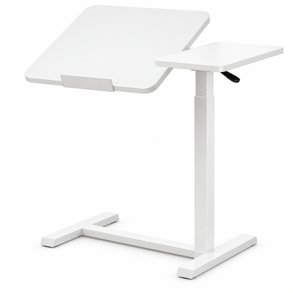 Height-Adjustable Bedside Laptop Table with Tilting Top