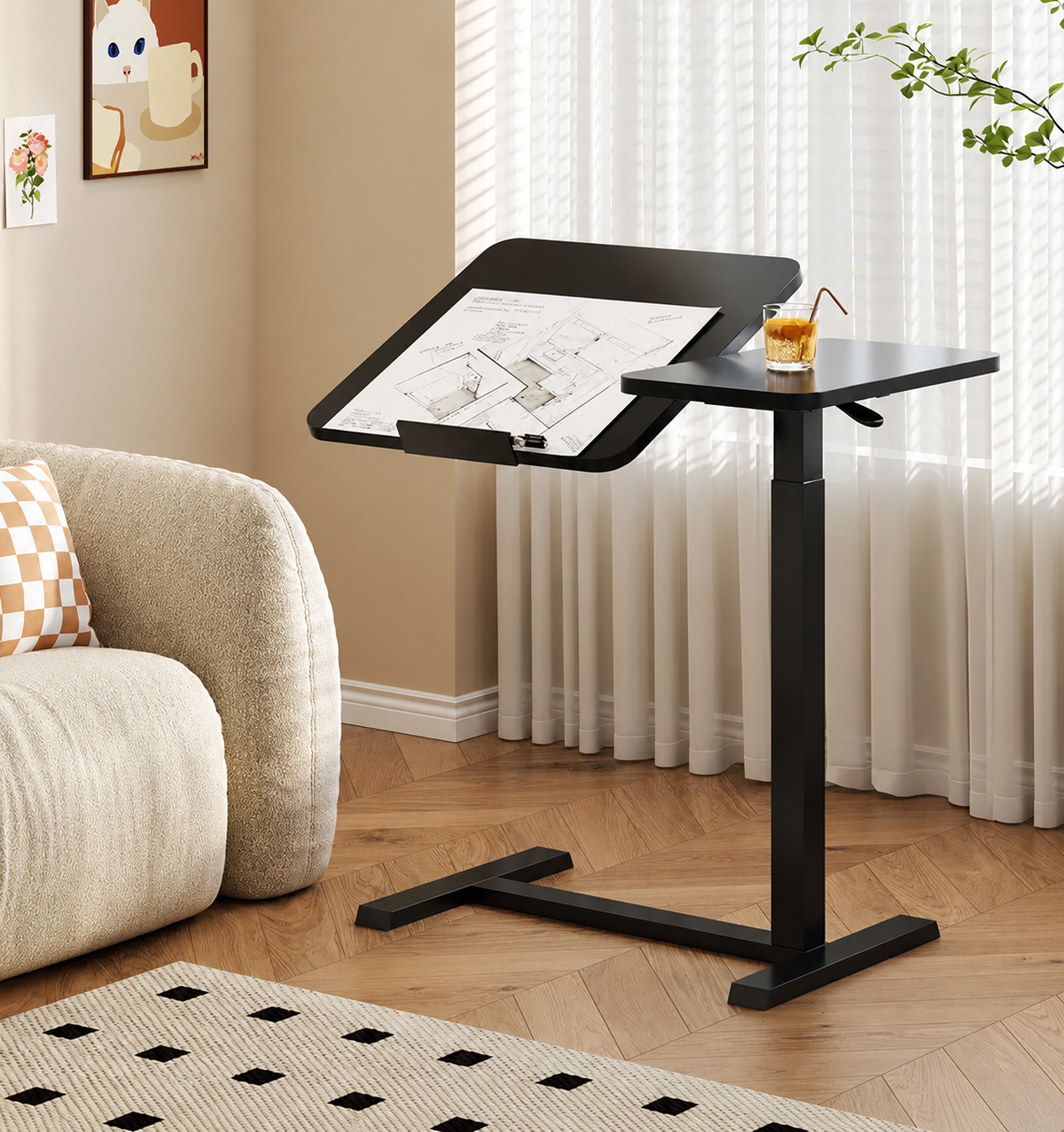 White Height-Adjustable Mobile Bedside Table – Compact & Flexible