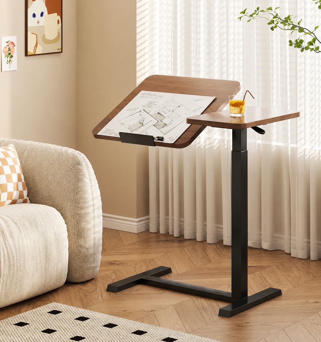 White Height-Adjustable Mobile Bedside Table – Compact & Flexible
