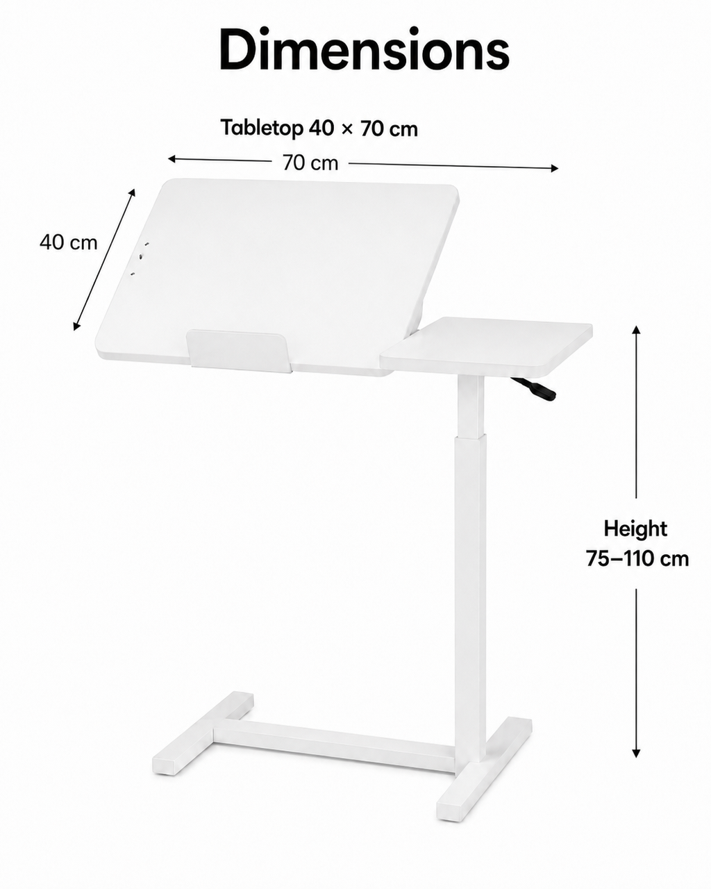 White Height-Adjustable Mobile Bedside Table – Compact & Flexible