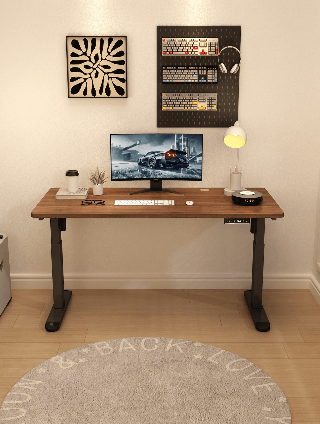 ERGOWAVE Dual Motor Smart Standing Desk – Walnut Edition