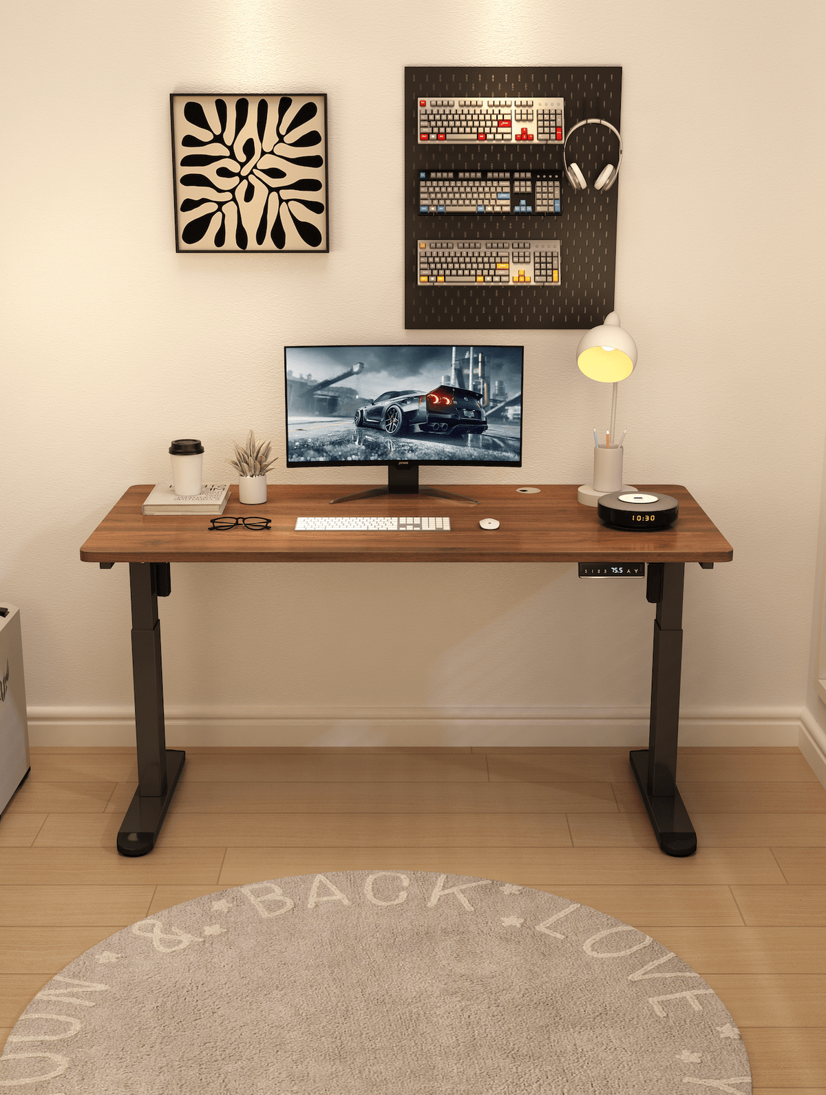 ERGOWAVE Dual Motor Smart Standing Desk – Walnut Edition